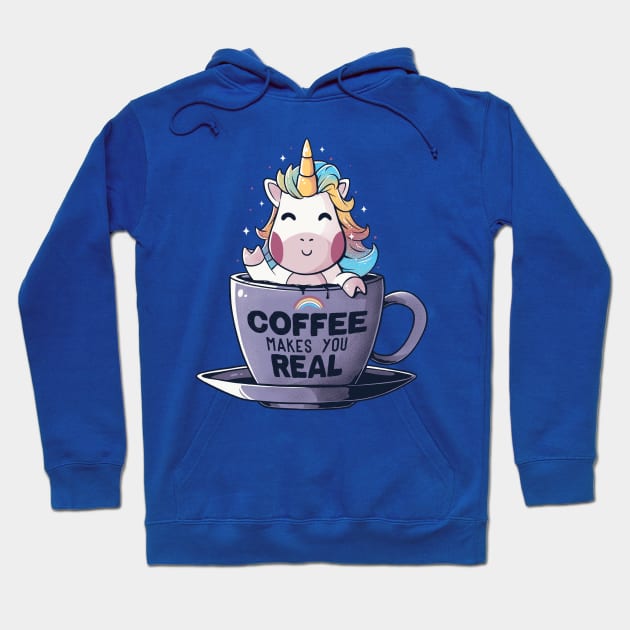 Coffee Makes You Real Funny Cute Unicorn - Light Hoodie by eduely